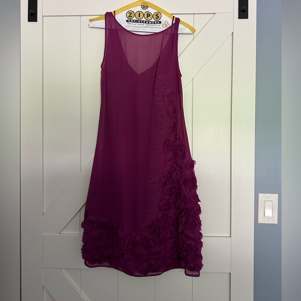 Wine color overlay dress with design